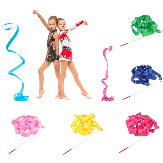 Colorful 4M Rhythmic Gymnastics Ribbon Art Gimnasio Ballet Streamer Twirling Gymnastic Tape for Figure Skating Gym Training